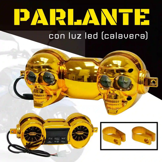 PARLANTE CALAVERA PARA MOTO CON LUZ LED F-RUN
