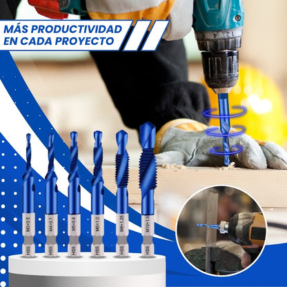 KIT DE BROCAS ROSCADORAS 6 EN 1 TITANPRO