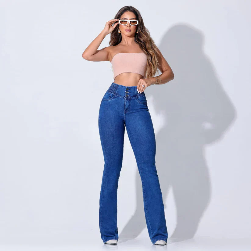 PANTALONES ACAMPANADOS CON ELÁSTICO MONICA PARA MUJER