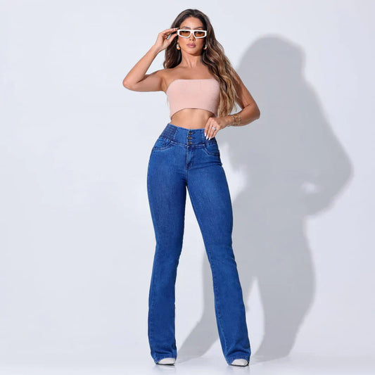 PANTALONES ACAMPANADOS CON ELÁSTICO MONICA PARA MUJER