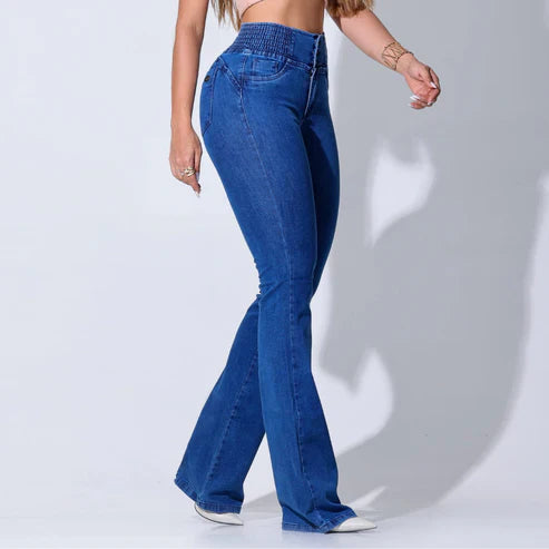 PANTALONES ACAMPANADOS CON ELÁSTICO MONICA PARA MUJER