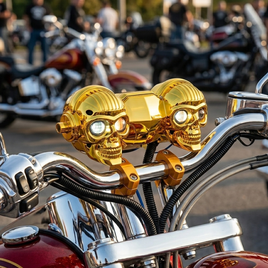 PARLANTE CALAVERA PARA MOTO CON LUZ LED F-RUN