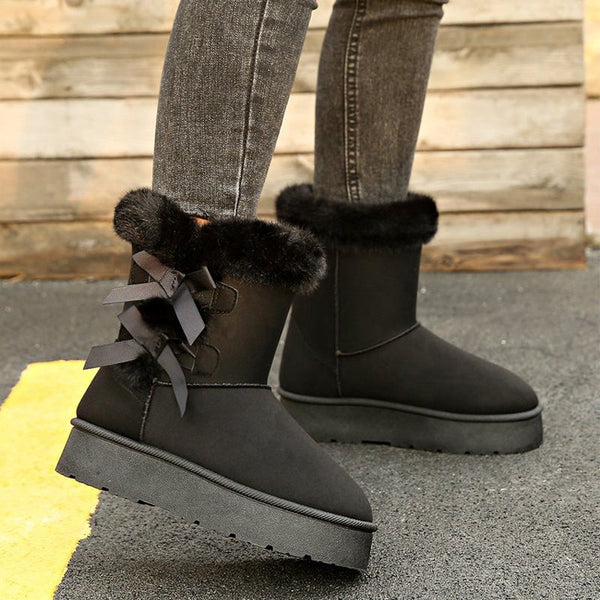 BOTAS DE INVIERNO CLÁSICAS DE FELPA  PARA MUJER