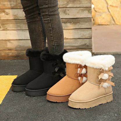 BOTAS DE INVIERNO CLÁSICAS DE FELPA  PARA MUJER